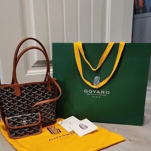 Goyard Black and Brown Chevron Tote